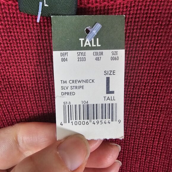 VTG Eddie Bauer Mens Sport Shop Crewneck Sweater Sz L Tall Red Blokecore 90s - Picture 7 of 9